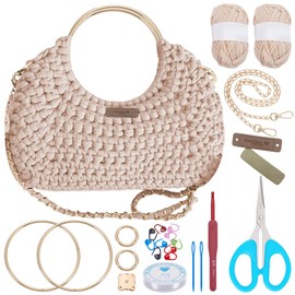 BEUNITONE Crochet Bag Kit for Adults Crochet Bag with Step-by-Step Video Tutorials Crochet Kit for Beginners Complete Crochet Supplies to Make a Tote Bag DIY Crochet Handbags for Crocheting Lovers