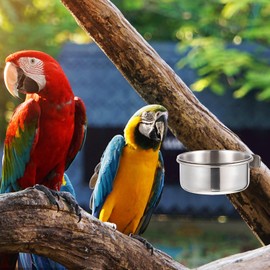 FOMIYES 2 Juegos Tazón De Loro Alimento Jaula Comedero para Pájaros Plato De Alimentación para Pájaros Comedero De Agua para Gallinero Perico Acero Inoxidable Estornino Caja De Comida