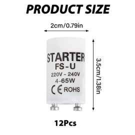 12Pcs Fluorescent Light Starter, 4-65W Starter for Fluorescent Light, 220-240V Fluorescent Light Fittings for Fluorescent Tubes Lamps and Fluorescent Lights