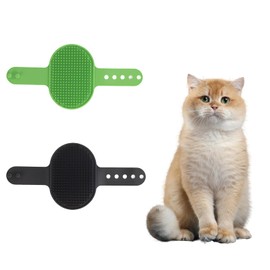 2 StüCk HundepflegebüRste Silikonkautschuk BadebüRste Hund Mit Verstellbare Schlaufe - Katzen Silikon BüRste, BadebüRsten, Welpe Massage Silikon DuschbüRste, Haar Fell Reinigungs Kamm