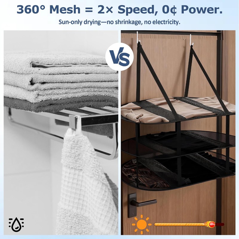 MiToBeLe 2Pcs Over The Door Drying Rack with 4 Hooks,3
