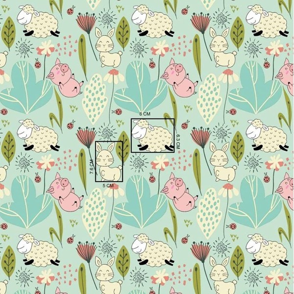 Pig 100% Cotton Fabric, Children, Sold by the Metre, Craft,