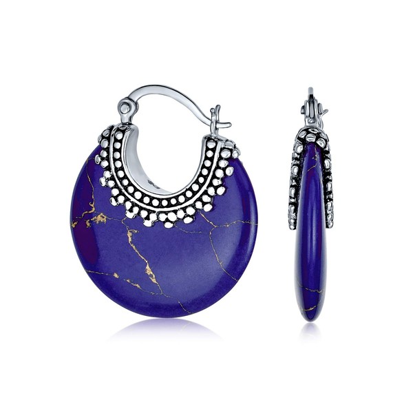 Boho Western Style Tribal Created Blue Lapis Lazuli Round Half