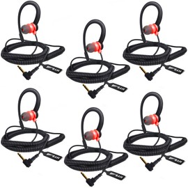 HYS Light Ear Hook - 3.5 mm Jack - Left or Right Ear - Headset for Radios Handheld Microphone, Pack of 6 (REDC-6)