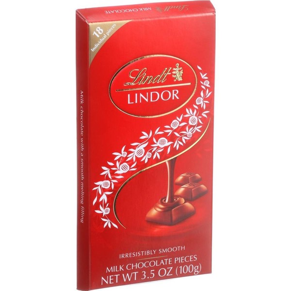 Lindt LINDOR Milk Chocolate Truffle Bar, Milk Chocolate Candy with Smooth, Melting Truffle Center, Great for gift giving, 3.5 oz. Bar (12 Pack)