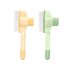 2 Pcs Pets Healing Brush, For Long and Short Hair, Slicker Brush, Easy to Remove Hair Loss with the Press of a Button, Pet Brush, Hair Loss Removal, For Both Cats and Dogs (Green + Yellow)