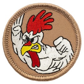 Fighting Chicken Patrol Patch - 2" Diameter Round Embroidered Patch (Hook-Fastener)
