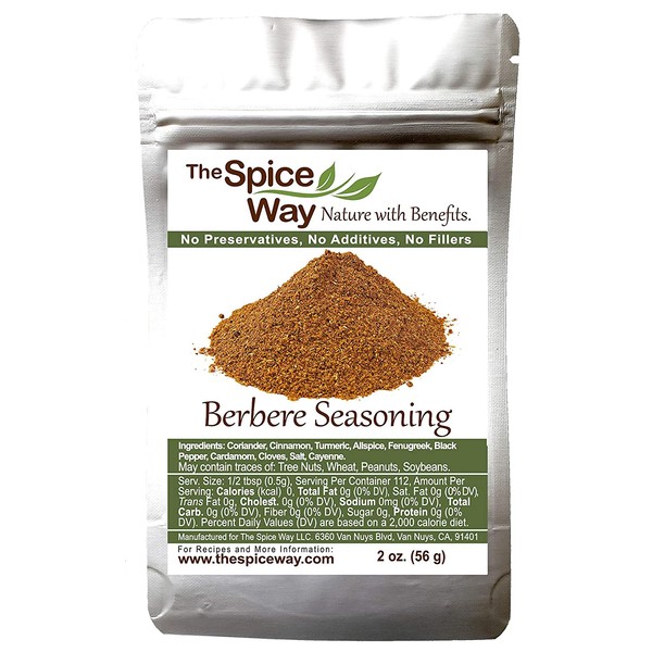 The Spice Way Ethiopian Berbere – Mildly Hot Ethiopian Traditional Spice Blend. No Additives, No Preservatives, No Fillers, just spices we grow in our farm Resealable Bag 2oz