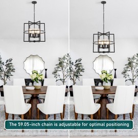 Xyndraph 6-Light Black Farmhouse Chandelier for Dining Room, 19'' Modern Industrial Metal Cage Adjustable Hanging Pendant Light for Kitchen Island, Entryway, Hallway, Bedroom