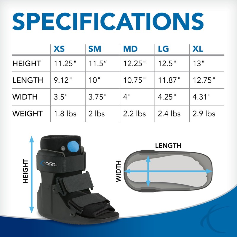 United Ortho Short Air Cam Walker Fracture Boot, Extra Large,