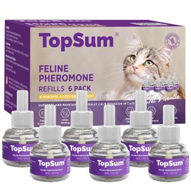 TopSum Cat Calming Pheromone Diffuser: Feline Pheromones Plug in for Stress, Along At Home, Spraying, Fighting, Scratching, Aggression & Excessive Meowing (Purple– 6 Refills)