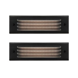 GKOLED Low Voltage LED Step Lights, 4W 12V Surface Mount Light with Horizontal Louvered Faceplate, Steps Decks Pathway Stairs, 2700K IP65, Die-cast Aluminum, Black Powder Coated Finish, 2 Pack