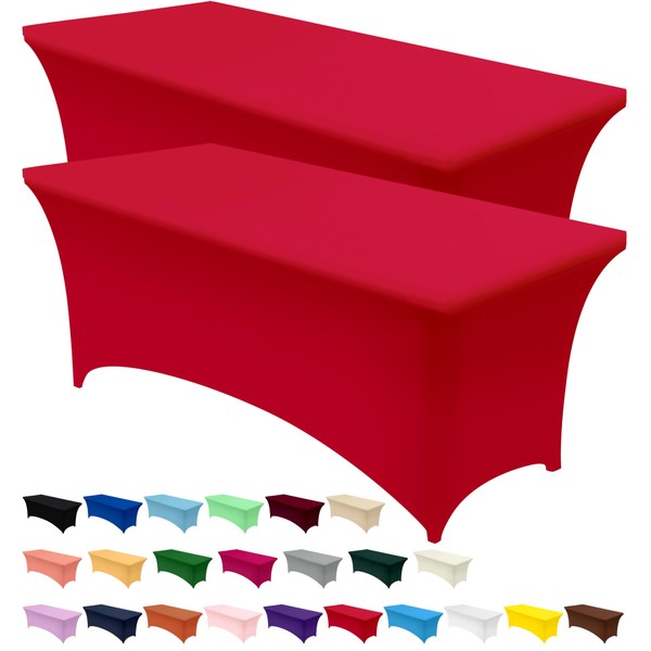 Utopia Kitchen Utopia Kitchen Spandex Tablecloth 2 Pack [6FT, Red]