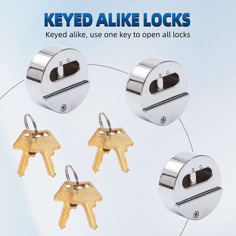 Mardili Hidden Shackle Trailer Puck Padlocks with Keyed Alike, 2-7/8"