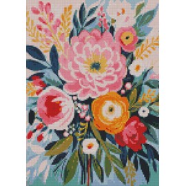 MjhRcll Flowers Stamped Cross Stitch Kits,Flowers in Vase Cross Stitch Ornament Kits for Adults Beginners, Counted Embroidery Needlepoint Kits Home Decor 12x16 Inch