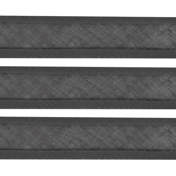 Bias Binding Tape, Cotton, 1 Inch / 25mm, Sewing, Bunting, Single Fold - 5 Metres - Dark Grey
