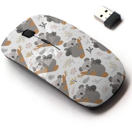 CJCBROES 2.4G Wireless Mouse with Cute Pattern Design for All Laptops and Desktops with Nano Receiver - Koala Flowers Mother