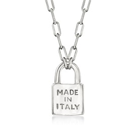 Ross-Simons Italian Sterling Silver Made in Italy Lock Paper Clip Link Necklace. 18 inches