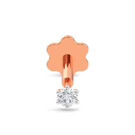 EternalDia 2.33mm/2.4mm/4.25mm Real Diamond Nose Ring 14K Gold Nose Stud in 18 19 & 19.5 Gauge/Diamond Nose Stud For Women Diamond Color G H Diamond Clarity I1 I2, Rose Gold, white diamond