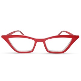 Red Funky Cat Eye Reading Glasses for Women with Sturdy Design - Spring Hinges Half Frame Cateye Women's Readers - Trendy for all Face Shapes Fashion Readers for Women - Cheaters Reading Glasses 1.25