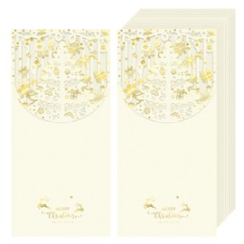 AVERZELLA Christmas Money Holder for Cash Gift 12 Pcs, Xmas Cash Envelopes Money Envelopes with Gold Foil & Laser Cut, Christmas Currency Gift Envelopes for Cash (Beige)