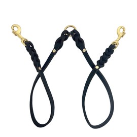 Guiding Star Leather Double Dog Leash for Two Dogs, Two Dog Leash No Tangle, Leather Dual Dog Leash, Leather Dog Leash for Two Dogs with One Lead (1/2”*20”, Black)