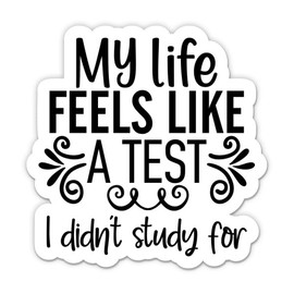My Life Feels Like a Test I Didn't Study for Sticker - 5" Laptop Sticker - Waterproof Vinyl for Car, Phone, Water Bottle - Adulting Funny Decal