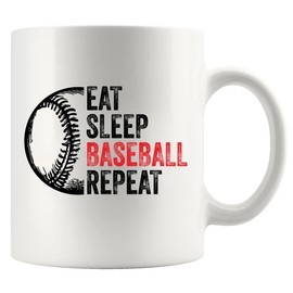Eat Sleep Baseball Repeat Baseball Gifts To Brother Nephew Boyfriend From Girlfriend Mom Dad Uncle Aunt Sister Baseball Lover Player Coach Gifts Ceramic Mug 11 oz White
