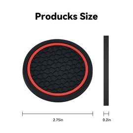 Honibaoto 4PCS Car Cup Holder Coasters, 2.75 Inch Non-Slip Insert Water Bottle Holder Pads, Dustproof Automotive Interior Accessories Mat, Universal for Vehicles, Trucks, RVs (Red)