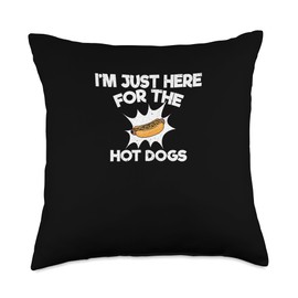Hot Dog Lover Fast Food I’m Just Here For The Hot Dogs Throw Pillow