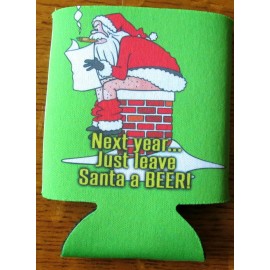 FUNNY/FESTIVE CAN/BOTTLE HOLDER KOOZIE/COOZIE! CHRISTMAS! LEAVE SANTA A BEER!