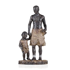 DOVDOV 12" African Statues and Sculptures. African Father and Son Statue Modern Home Decor, Home Decor for African American Living Room, Table top, Entrance, Living Room