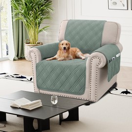 H.Versailtex 100% Waterproof Armchair Covers for Living Room, Modern Sofa Slipcovers Furniture Protector Cover with Elastic Straps for Kids Dog Cat (1 Seater, Lilypad)