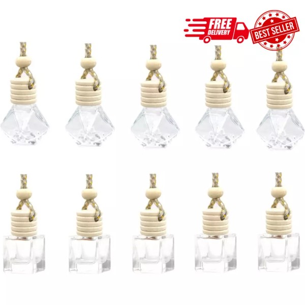 Doromy 10Pcs Empty Hanging Car Air Freshener Perfume Bottle Aromatherapy