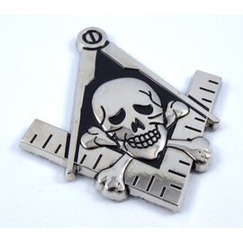 Mason Masonic auto Emblem with Skull Chrome Black 3" Metal car 3D Decal MAS17