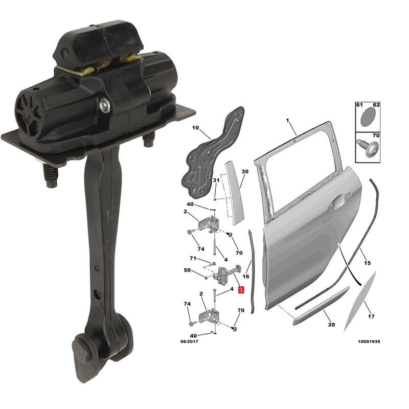 Door Check Strap Limiter 9804746480 Sturdy Metal Car Door Hinge