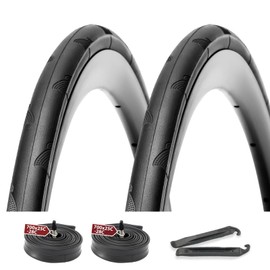 MOHEGIA 700C Bike Tires & Tubes Set - 2 Pack 700x25C Foldable Road Bike Tires 60 TPI with 700C Presta Valve Bicycle Inner Tubes, for Racing, Touring, Commuting, Hybrid Bikes