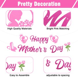 Happy Mother's Day Banner- Mothers Day Decorations Bunting, Best Mothers Day Gifts from Daughter Son for Mum Grandma Mother's Day Photo Backdrop Party Supplies