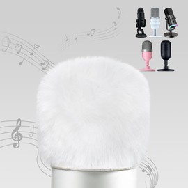 YOUSHARES Blue Yeti Pop Filter - Microphone Cover, Furry Wind Muff, Mic Windscreen for HyperX SoloCast | Yeti | Nano | Fifine AM8 | Razer Seiren / V3 Mini and More USB Mics, White