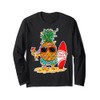 Summer Christmas in July Pineapple Sunglass Santa Hat Langarmshirt