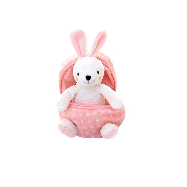 Plushland Plush Stuffed Animal 6 Inches Zip Up Egg Hideaway | Cute, Pink Pastel and Polka Dot Easter Colors | Spring Inspired Gift for Girls and Boys Birthday Mother's Day (Easter Bunny)