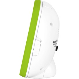 Eurotime Wecker für Mädchen mit Pilz Fee, Grün Weiß, Kinderwecker, Kunststoffgehäuse und Kunststoffglas, geräuscharmer Wecker, kein Ticken, mit Licht und Weckwiederholung, 27028-09