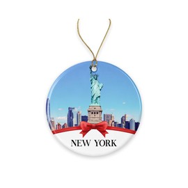 TunlaStore New York Christmas Ornament, Christmas Ornaments Travel Souvenir Collection Gift for Family, Christmas Tree Ornament City Travel, New York Travel Gift Xmas Holiday Printed on Both Sides