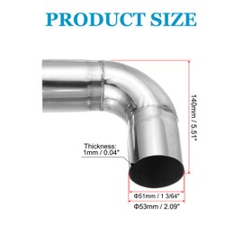 PATIKIL 1 3/64" " (51mm) ID 90 Degree Elbow Fitting, Stainless Steel Metal Pipe Fitting Connector Adapter Right Angle for Plumbing, Water Pipelines, DIY