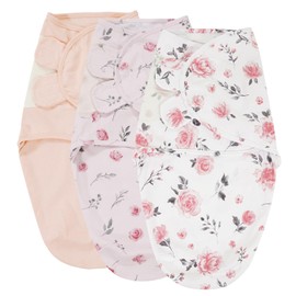 david's kids 100% Cotton 3 Pack Baby Swaddle Wrap for 0-3 Months, Soft Breathable Swaddle Blanket for Newborn Infant, Adjustable Baby Wrap Sleep Sacks for Girls, Newborn Essentials, Pink Floral