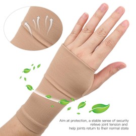 equlup Wrist Brace, 1 Sets Sweatbands Wristband Polyurethane Fiber Adjustable Support Brace Wrap Fingerless Arthritis Gloves Carpal Tunnel Support for Sports(skin color)
