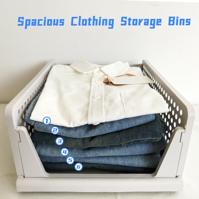BGRQRIQ 4-Pack Stackable Closet Organizer, Space-Saving Foldable Bins | Waterproof