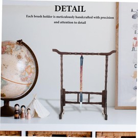 TEHAUX Bamboo Brush Holder for Calligraphy Elegant Dragon Head Design Holds Brushes for Art Enthusiasts and Home Office Organization