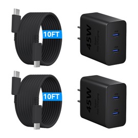 Phone 16 Charger Fast Charging, 45W Dual USB C Charger Block, USB C Wall Charger with 10FT Long USB C Charging Cable Cord for Phone 16 15 Pro Max/16 15 Pro/16 15/16 15 Plus, Pad Pro/Air, S25/S24