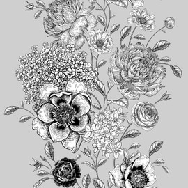 Amaonm 18x118inch Removable Peel and Stick Floral and Plants Vines Wallpaper Self-Adhesive Watercolor Flower Leaf Contact Paper Wall Stickers Murals Decor (White Black Flower and Vine)